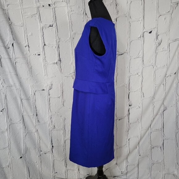 BLACK Label Evan Picone Dress Royal Blue Peplum Sleeveless Pencil Zip Up Sz 10‎ - Picture 3 of 6